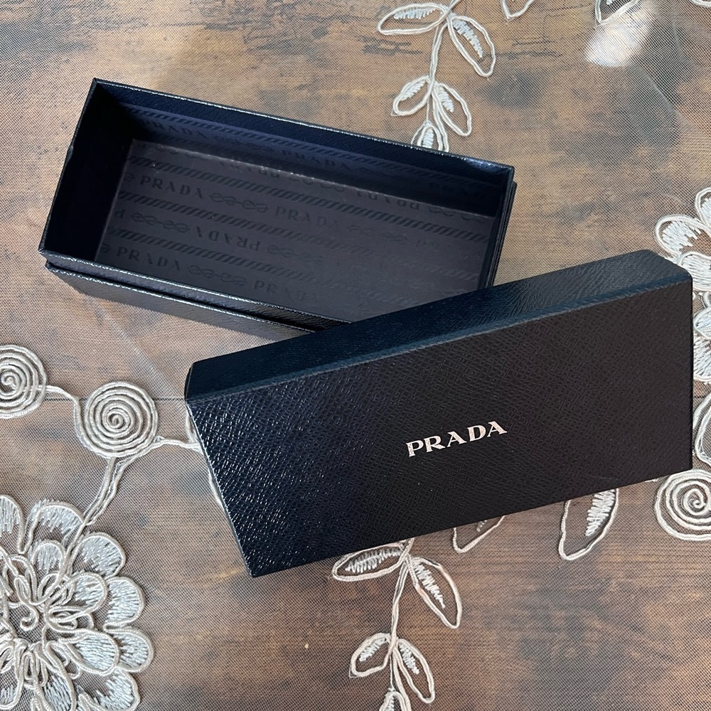 Prada black sunglass box with black Prada cleaning cloth. - Picture 10 of 10